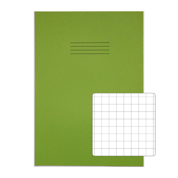 Rhino A4 Plus Exercise Book Green S10 Squared 80 (Pack 50) VDU080-328 - ONE CLICK SUPPLIES