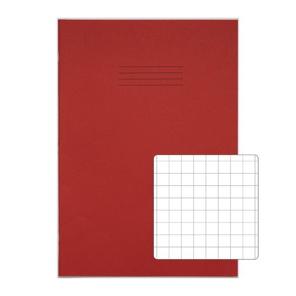 Rhino A4 Plus Exercise Book Red S10 Squared 80 Page (Pack 50) VDU080-301 - ONE CLICK SUPPLIES