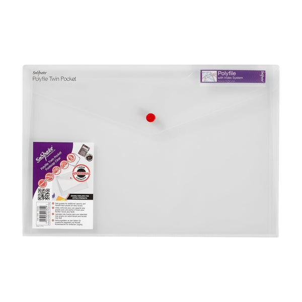 Snopake Polyfile Twin Pocket Polypropylene Foolscap Clear (Pack 5) - 15690 - ONE CLICK SUPPLIES