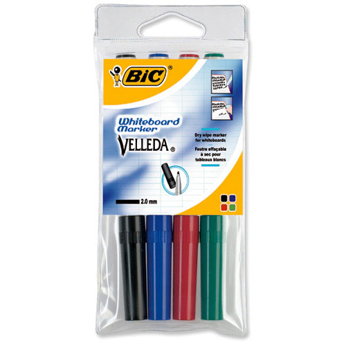 BIC Velleda 1741 Whiteboard Marker Bullet Tip Line Width 1.4mm Assorted Pack 4 Code 119900174 - ONE CLICK SUPPLIES