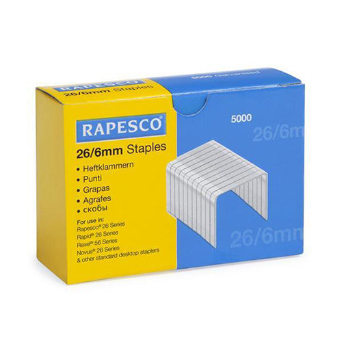 Rapesco Staples 26/6mm Box 5000 Code S11662Z3 - ONE CLICK SUPPLIES