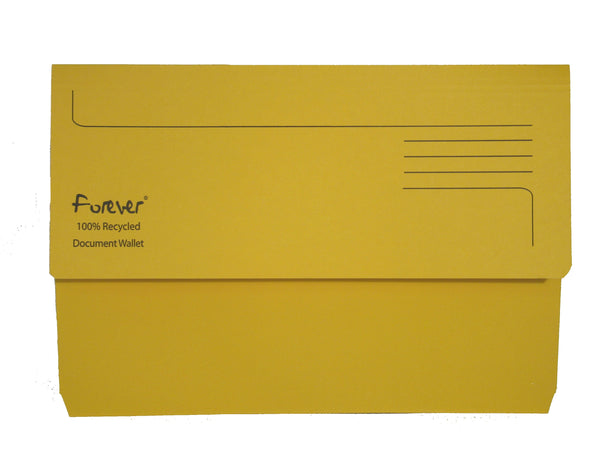 Exacompta Forever Document Wallet Manilla Foolscap Half Flap 290gsm Yellow (Pack 25) - 211/5003Z - ONE CLICK SUPPLIES