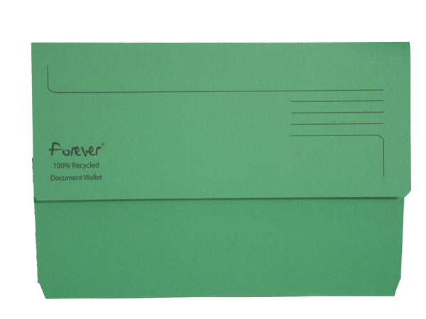 Exacompta Forever Document Wallet Manilla Foolscap Half Flap 290gsm Green (Pack 25) - 211/5004Z - ONE CLICK SUPPLIES