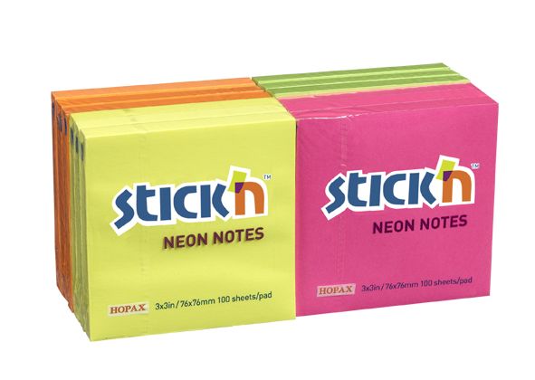 ValueX Stickn Notes 76x76mm 100 Sheets Neon Colours (Pack 12) 21332 - ONE CLICK SUPPLIES