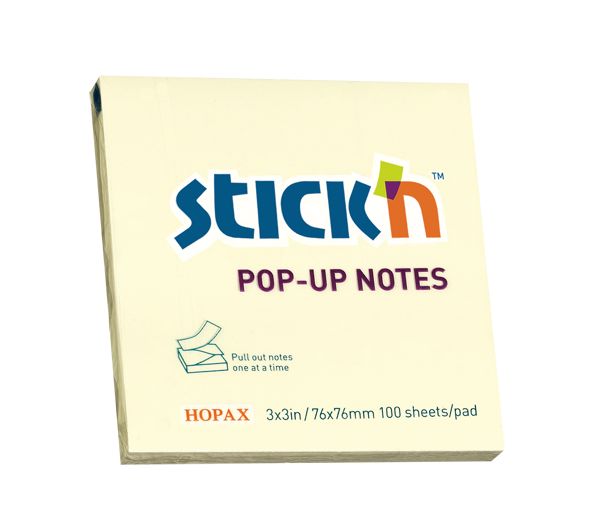 ValueX Stickn Pop-Up Notes 76x76mm 100 Sheets Yellow (Pack 12) 21395 - ONE CLICK SUPPLIES