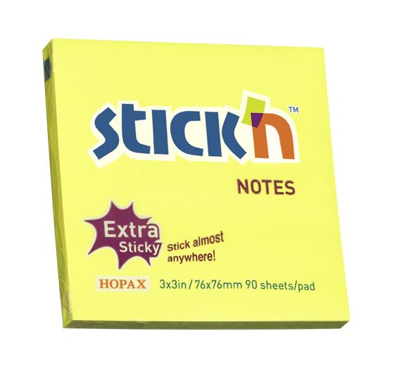 ValueX Extra Sticky Notes 76x76mm 90 Sheets Neon Yellow (Pack 12) 21670 - ONE CLICK SUPPLIES