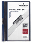 Durable Duraclip 30 Report File 3mm A4 Midnight Blue (Pack 25) 220028 - ONE CLICK SUPPLIES