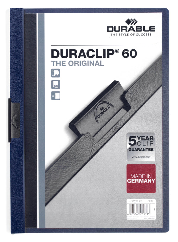 Durable Duraclip 60 Report File 6mm A4 Midnight Blue (Pack 25) 220928 - ONE CLICK SUPPLIES