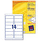 Avery White Multifunctional Labels 14 per Sheet 105x42.3mm White Ref 3653 [1400 Labels] - ONE CLICK SUPPLIES