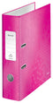 Leitz Wow Lever Arch File Laminated Paper on Board A4 80mm Spine Width Pink (Pack 10) 10050023 - ONE CLICK SUPPLIES
