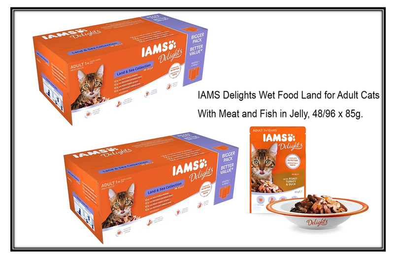 IAMS Delights Adult Cat Land & Sea Collection in Jelly 96 x 85g - ONE CLICK SUPPLIES