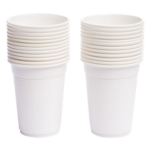 White Plastic 7oz Strong Drinking Tumbler Disposable Cups For Water Coolers - ONE CLICK SUPPLIES