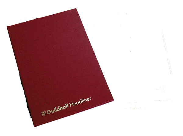 Guildhall Headliner Account Book Casebound 298x203mm 8 Cash Columns 80 Pages Red 38/8Z - ONE CLICK SUPPLIES