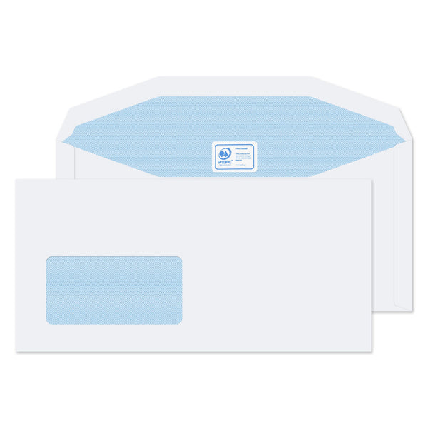 Blake Purely Everyday Mailer Envelope DL+ 114x235mm Gummed Window 90gsm White (Pack 1000) - 3904 - ONE CLICK SUPPLIES