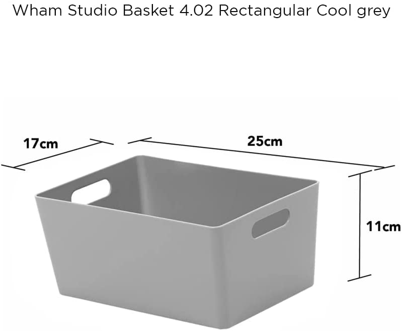 Wham Grey Rectangular Studio Basket 4.02 3.9 Litre - ONE CLICK SUPPLIES