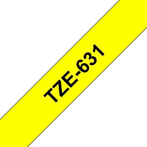 Brother P-Touch 12mm Black on Yellow TZE631 Labelling Tape TZE631