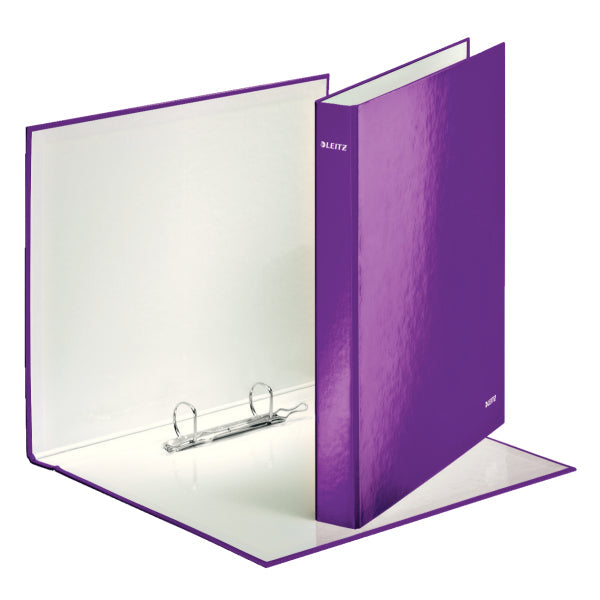 Leitz WOW Ring Binder Laminated Paper on Board 2 D-Ring A4 25mm Rings Purple (Pack 10) 42410062 - ONE CLICK SUPPLIES