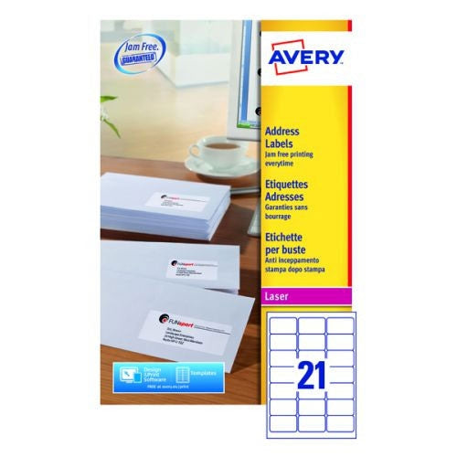 Avery Ultragrip Laser Labels 63.5x38.1mm White (Pack of 840) L7160-40 - ONE CLICK SUPPLIES