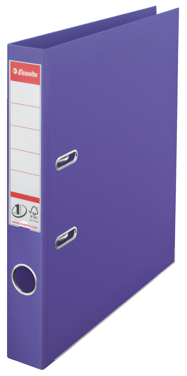 Esselte No.1 Lever Arch File Polypropylene A4 50mm Spine Width Violet (Pack 10) 811540 - ONE CLICK SUPPLIES