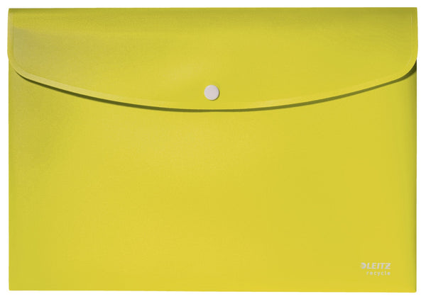 Leitz Recycle Polypropylene Document Wallet With Push Button Closure Yellow 46780015 - ONE CLICK SUPPLIES