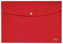 Leitz Recycle Polypropylene Document Wallet With Push Button Closure Red 46780025 - ONE CLICK SUPPLIES