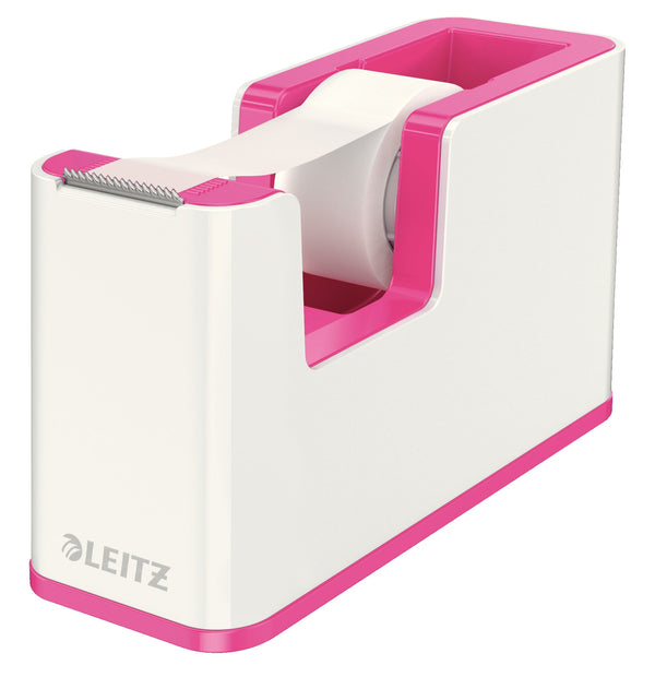 Leitz WOW Dual Colour Tape Dispenser for 19mm Tapes White/Pink 53641023 - ONE CLICK SUPPLIES