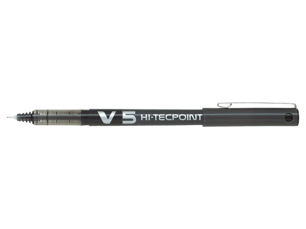 Pilot V5 Hi-Tecpoint Liquid Ink Rollerball Pen 0.5mm Tip 0.3mm Line Black (Pack 12) - 100101201 - ONE CLICK SUPPLIES