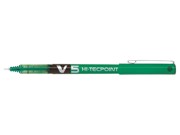 Pilot V5 Hi-Tecpoint Liquid Ink Rollerball Pen 0.5mm Tip 0.3mm Line Green (Pack 12) - 100101204 - ONE CLICK SUPPLIES