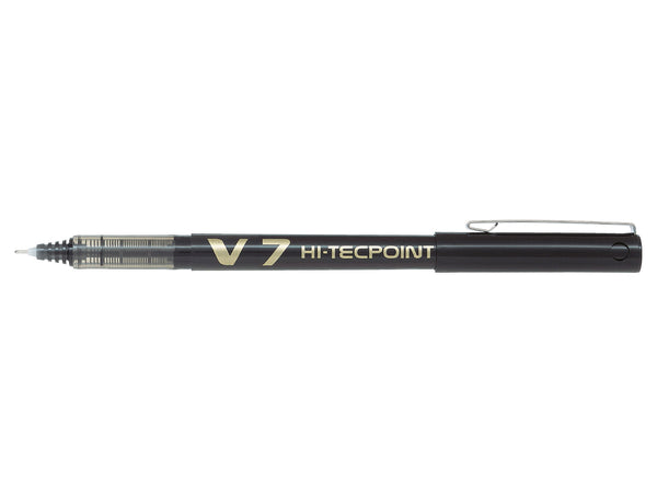Pilot V7 Hi-Tecpoint Liquid Ink Rollerball Pen 0.7mm Tip 0.5mm Line Black (Pack 12) - 101101201 - ONE CLICK SUPPLIES