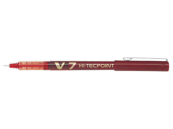 Pilot V7 Hi-Tecpoint Liquid Ink Rollerball Pen 0.7mm Tip 0.5mm Line Red (Pack 12) - 101101202 - ONE CLICK SUPPLIES