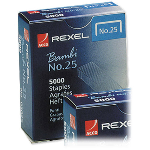Rexel No. 25 Staples 4mm 25/4 Box 5000 Code 05025 - ONE CLICK SUPPLIES