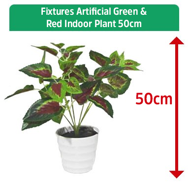 Fixtures Artificial Green & Red Indoor Plant 50cm - ONE CLICK SUPPLIES