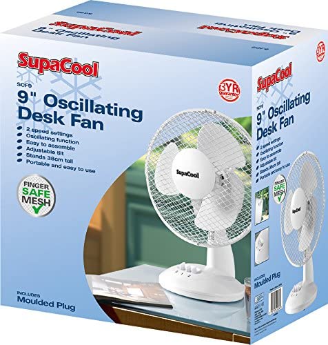 SupaCool 9" Oscillating Desk Fan, 2 Speed Settings - ONE CLICK SUPPLIES