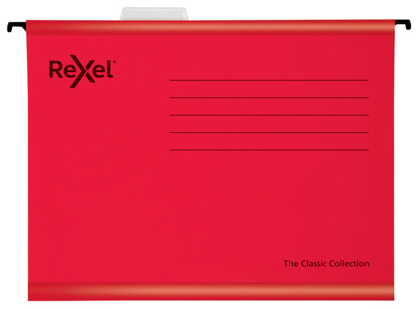 Rexel Classic A4 Suspension File Card 15mm V Base Red (Pack 25) 2115589 - ONE CLICK SUPPLIES