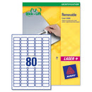 Avery Mini Labels Removable Laser 80 per Sheet 35.6x16.9mm White Ref L4732REV-25 [2000 Labels] - ONE CLICK SUPPLIES