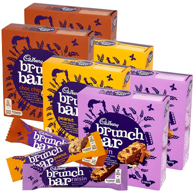 Cadbury Brunch  6 x Boxes {36 Bars} Peanut,Raisin & Choc Chip - ONE CLICK SUPPLIES