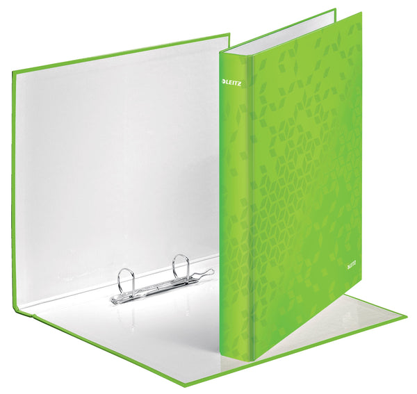 Leitz WOW Ring Binder Laminated Paper on Board 2 D-Ring A4 25mm Rings Green (Pack 10) 42410054 - ONE CLICK SUPPLIES