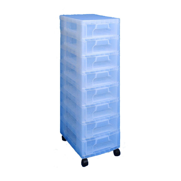 Really Useful Storage Boxes 8 x 7 Litre Clear Tower Clear Drawers - ONE CLICK SUPPLIES