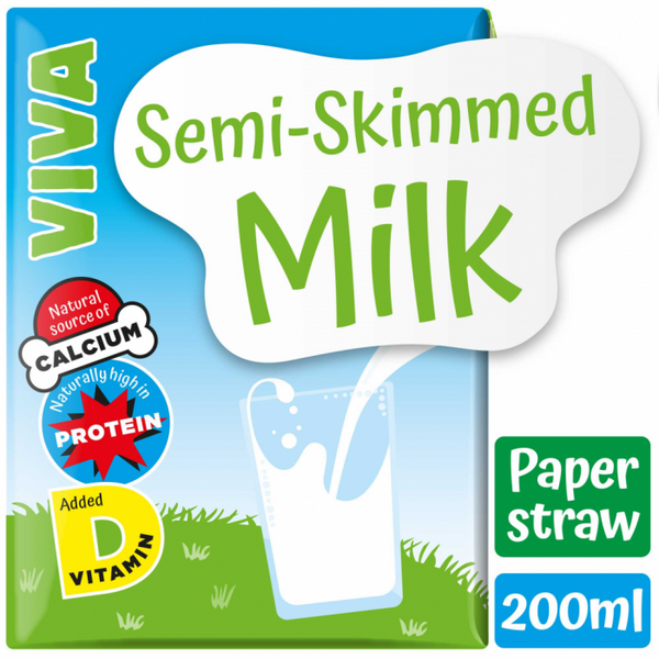 Viva Semi Skimmed milk 27x200ml - ONE CLICK SUPPLIES