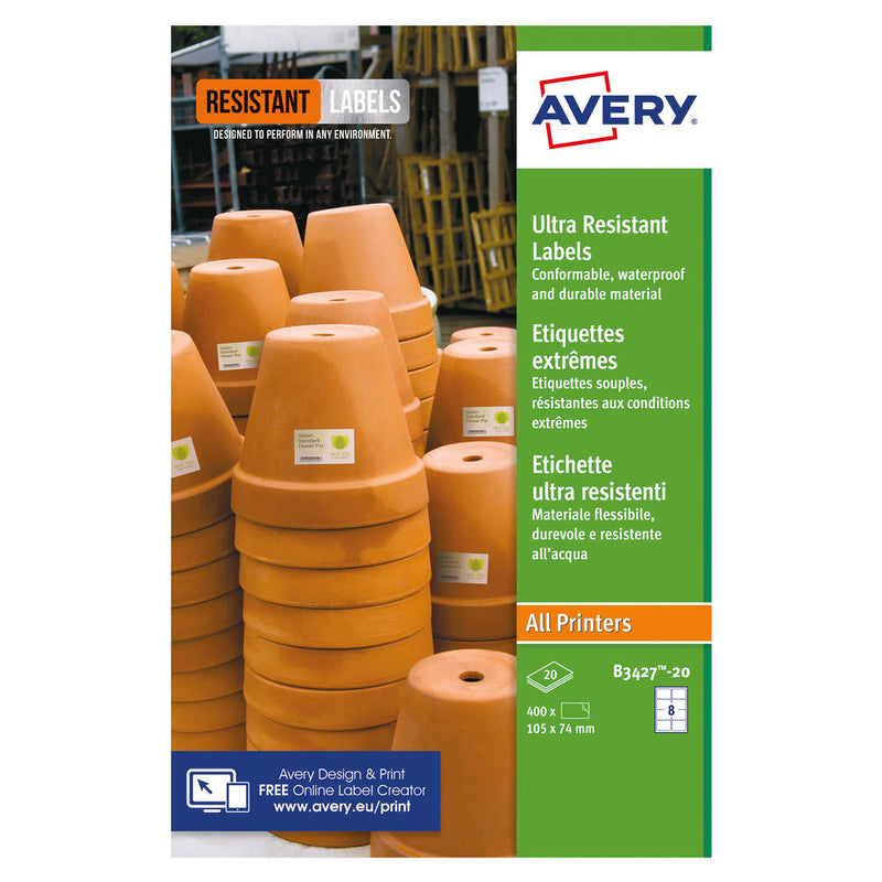 Avery Ultra Resistant Waterproof Labels 74x105mm (Pack of 160) B3427-20 - ONE CLICK SUPPLIES