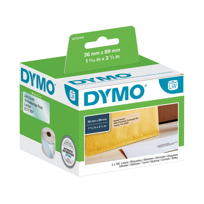 Dymo LabelWriter Large Address Label 36x89mm 260 Labels Per Roll Clear Plastic