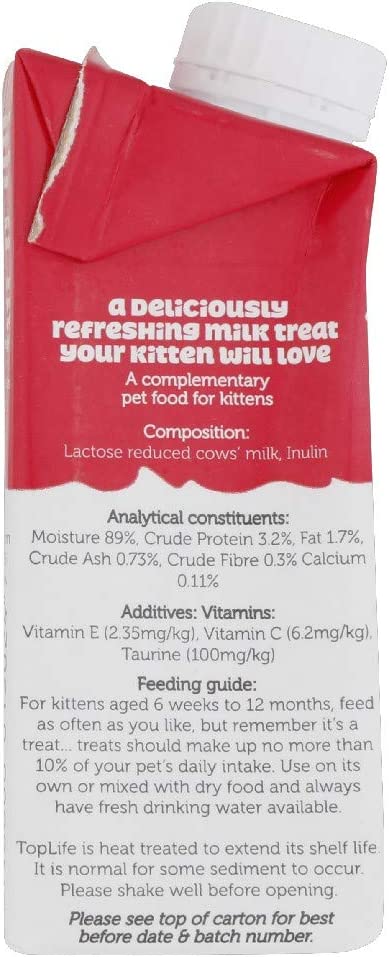Toplife Formula Lactose Reduced Kitten Milk (200ml) - Pack of 18 - ONE CLICK SUPPLIES