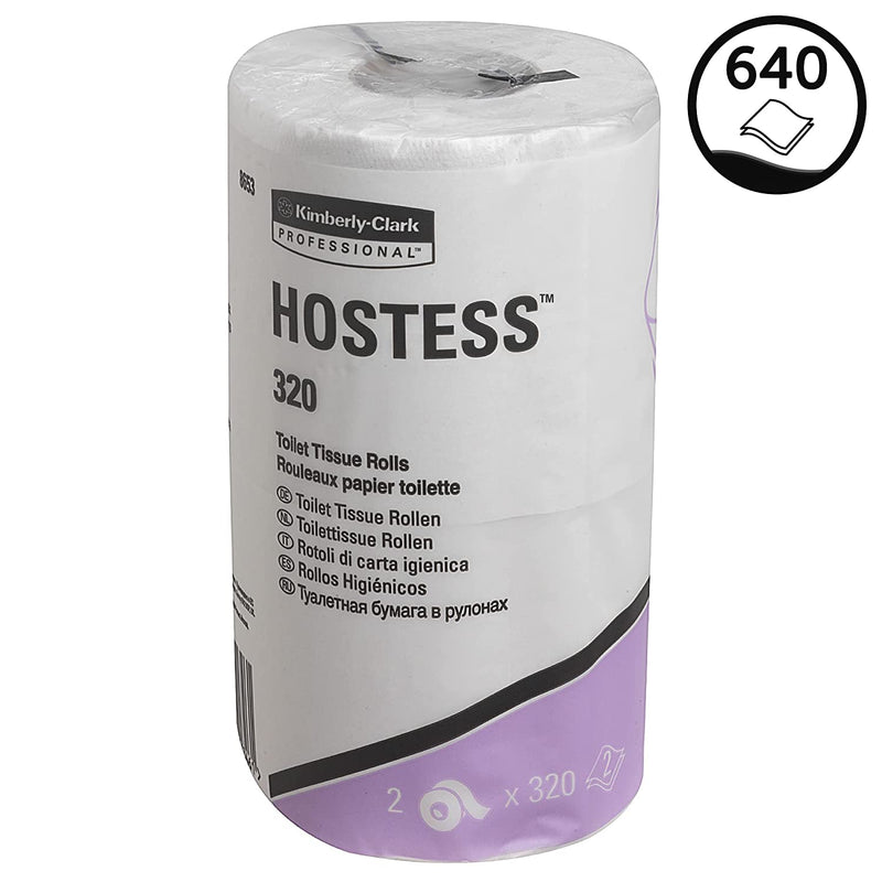 Hostess Standard Roll Toilet Tissue 8653 - 36 rolls x 320 Sheets White, 2 ply sheets (11,520 sheets) - ONE CLICK SUPPLIES
