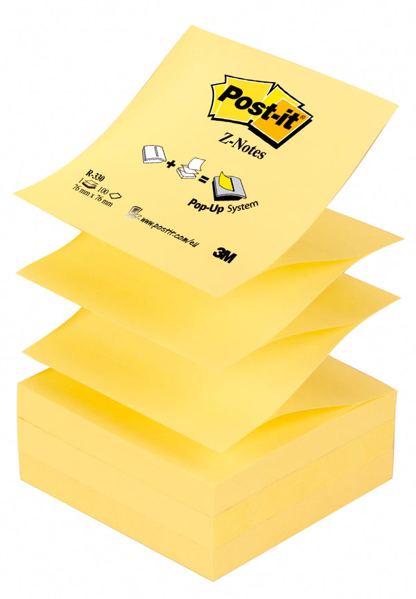 Post-it Z Notes 76x76mm 100 Sheets Canary Yellow (Pack 12) 7100103164 - ONE CLICK SUPPLIES