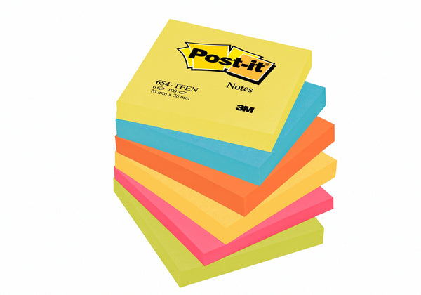 Post-it Notes 76 mm x 76 mm Energetic Colours (Pack 6) 7100183441 - ONE CLICK SUPPLIES