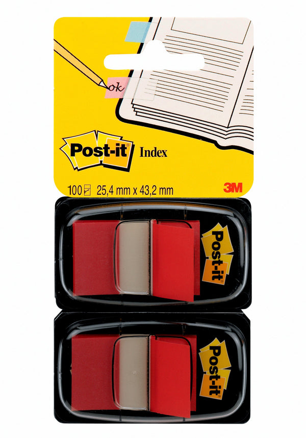 Post-it Index Medium Flags 25mm Red Dual Pack 50 Tabs Per Pack (Pack 100 Tabs) 7000047687 - ONE CLICK SUPPLIES
