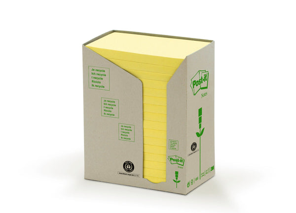 Post-it Recycled Notes 76 mm x 127 mm Canary Yellow (Pack 16) 7100172248 - ONE CLICK SUPPLIES
