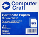 Computer Craft Certificate Paper A4 90gsm Bronze Wave (Pack 30) - CCC2030