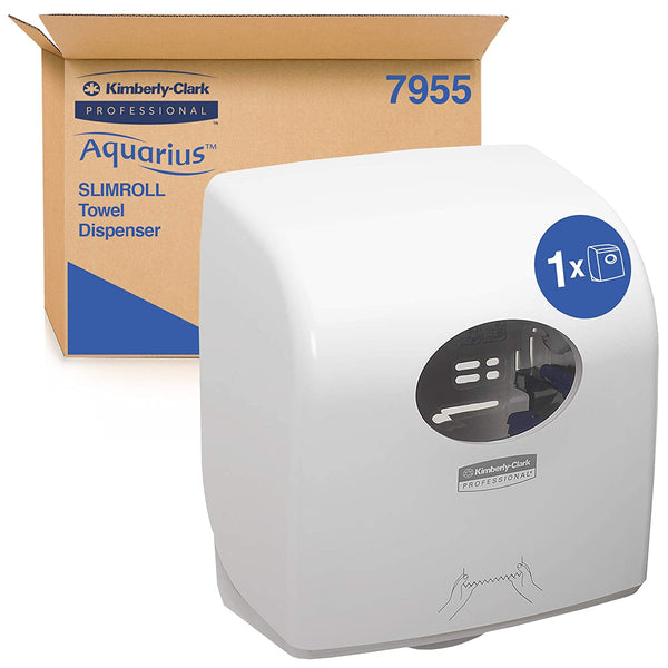 Aquarius Hand Towel Dispenser Slimroll 7955 Plastic Lockable White - ONE CLICK SUPPLIES