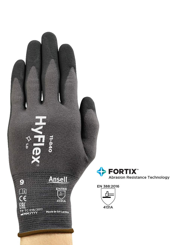 Ansell Hyflex {11-840's} Black Large Gloves {All Sizes} - ONE CLICK SUPPLIES